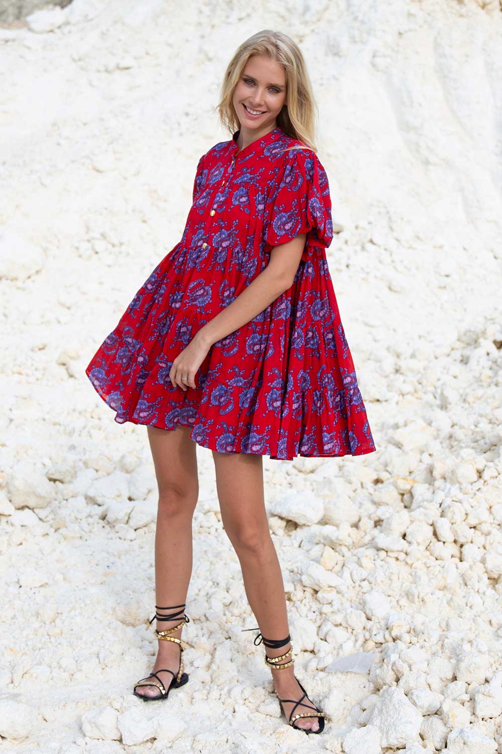 JAQUETTA MINI DRESS RED PAISLEY