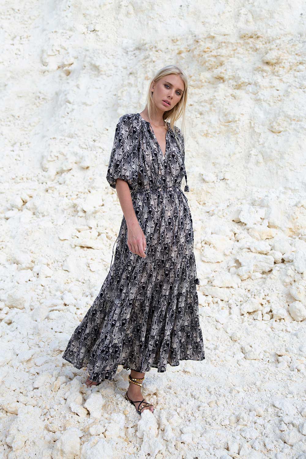 TWIGGY JANE MAXI DRESS JAGUAR NUDE BLACK