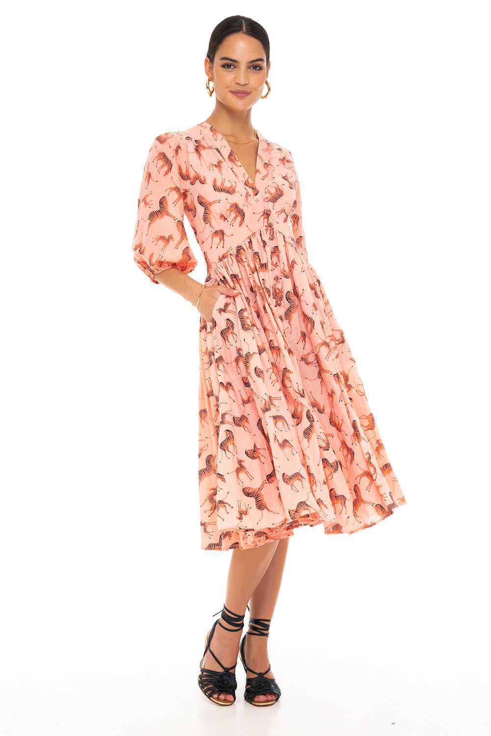 ABELLE DRESS ZEBRA PEACH