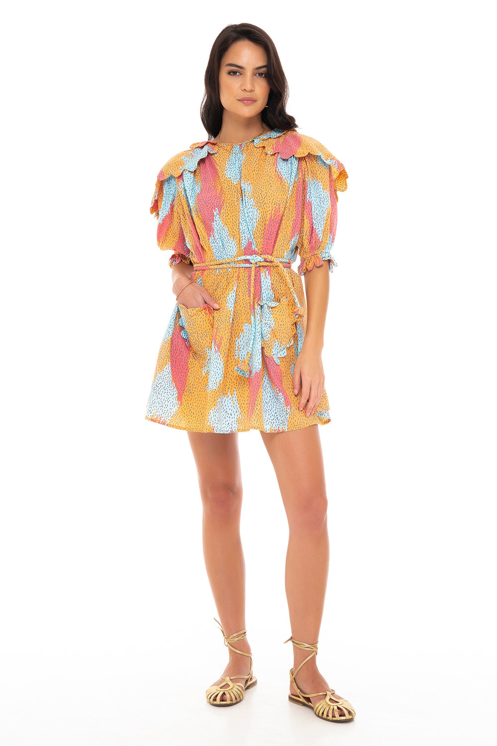 AXEL SCALLOP MINI DRESS 2 SEASONS TANGERINE