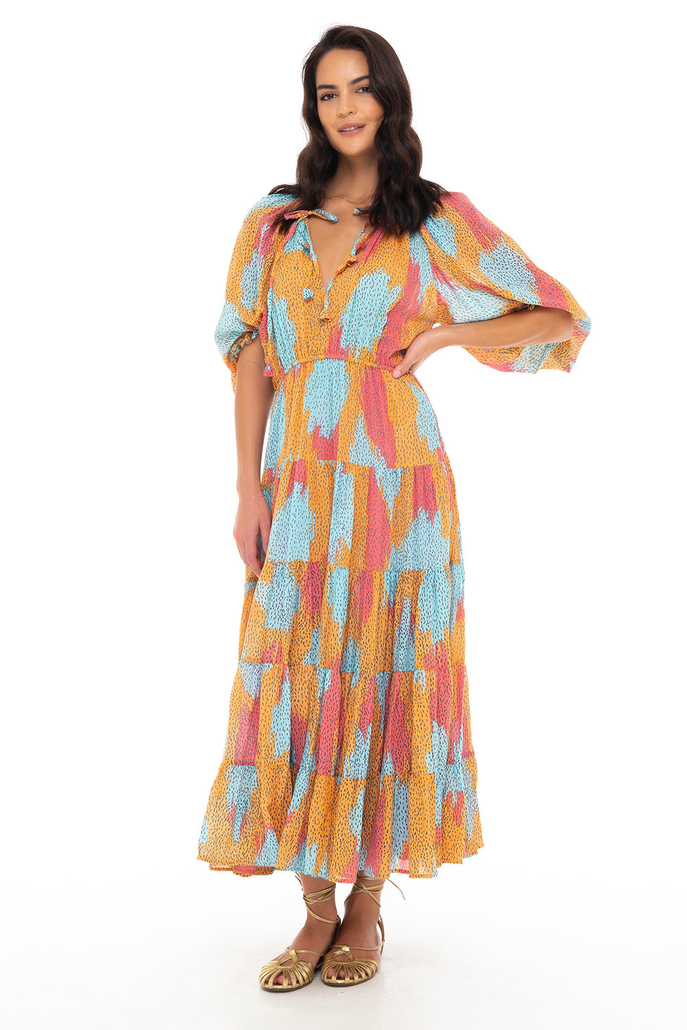 VELVET MAXI DRESS 2 SEASONS TANGERINE