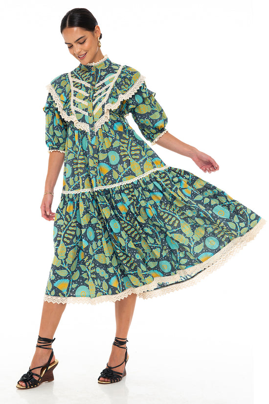 RUMI MIDI DRESS MADAGASCAR FOREST