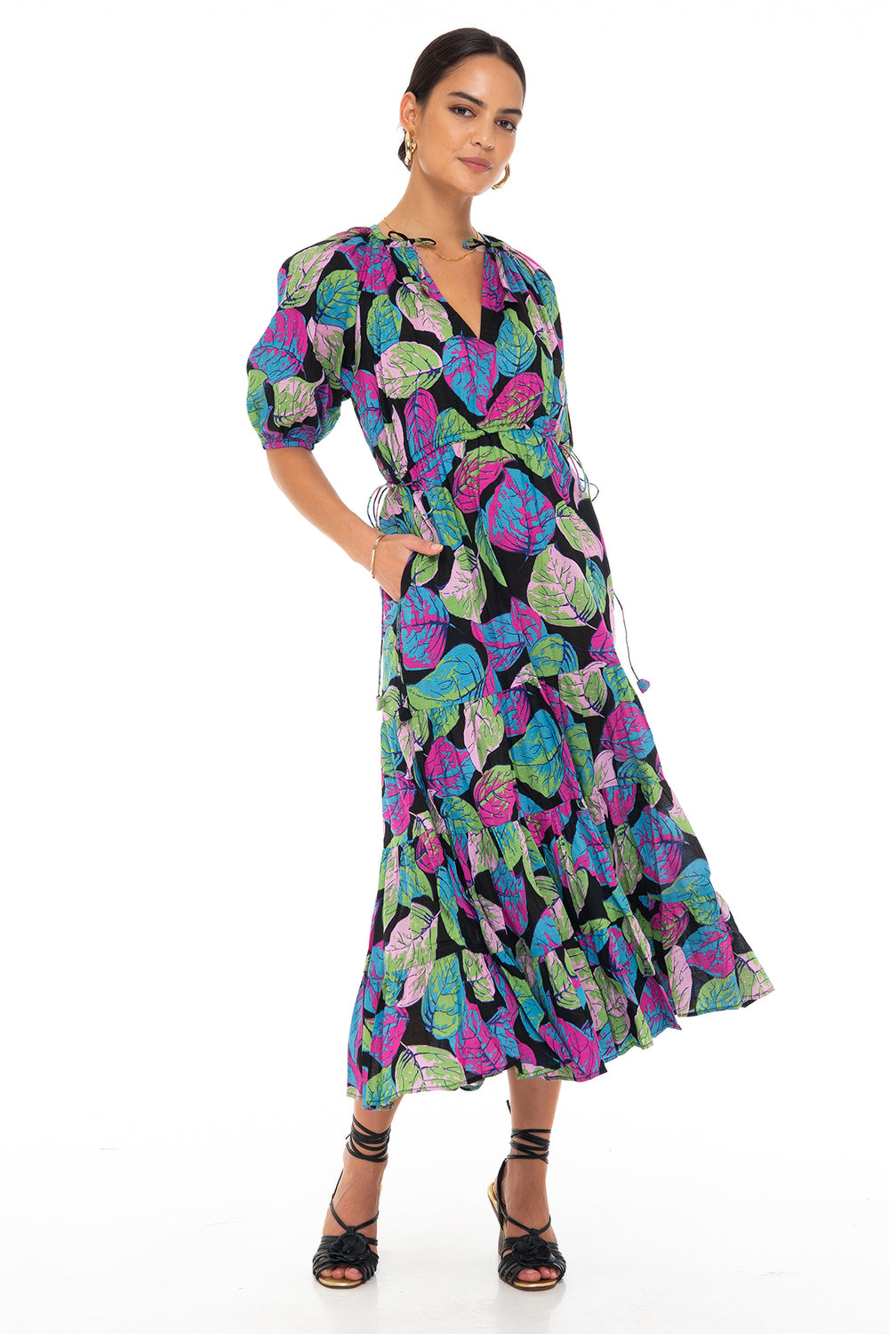 TWIGGY JANE MAXI DRESS MIXED LEAVES