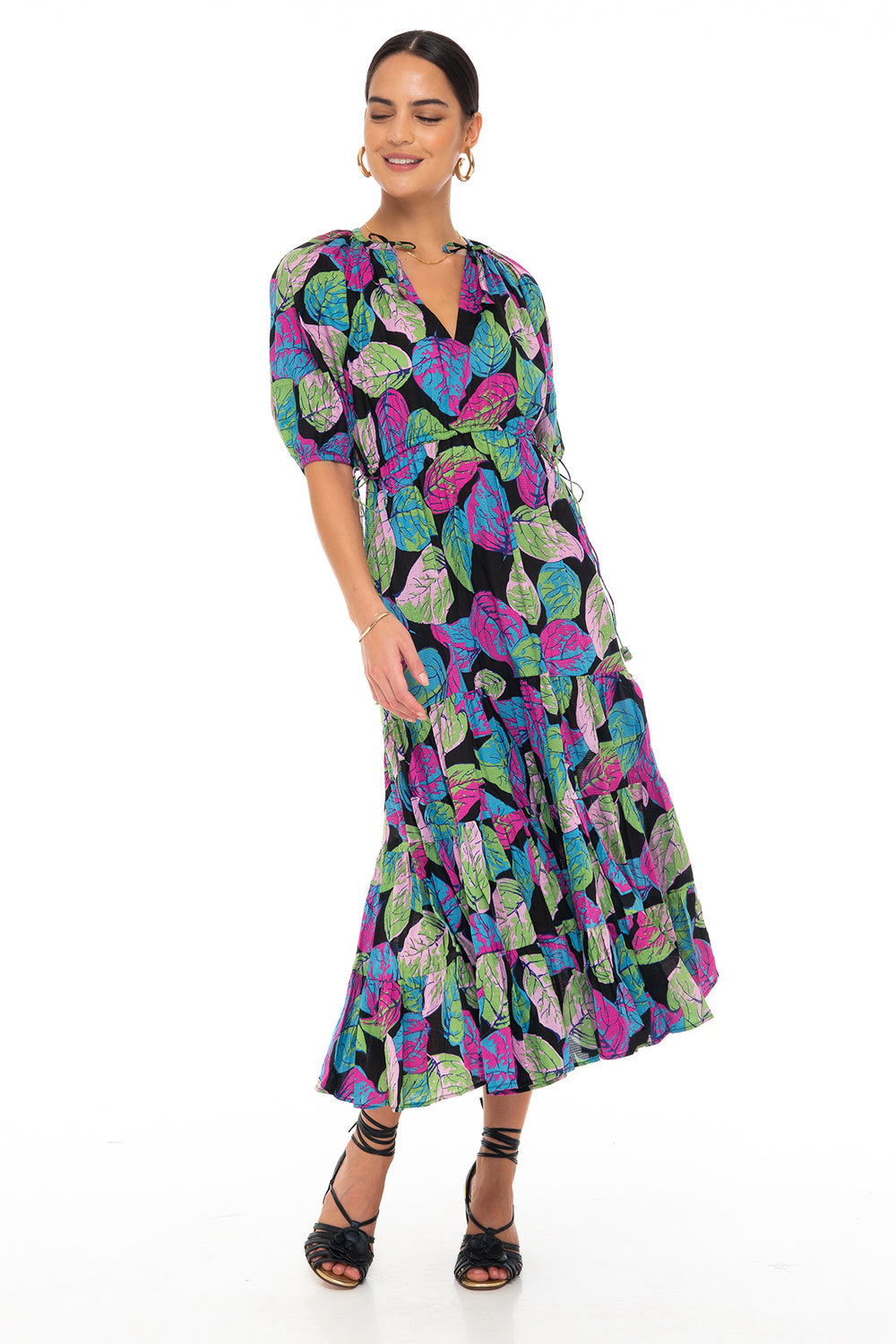 TWIGGY JANE MAXI DRESS MIXED LEAVES