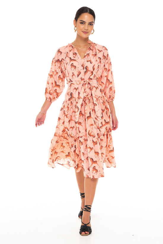 DAPPER DAN MIDI DRESS ZEBRA PEACH