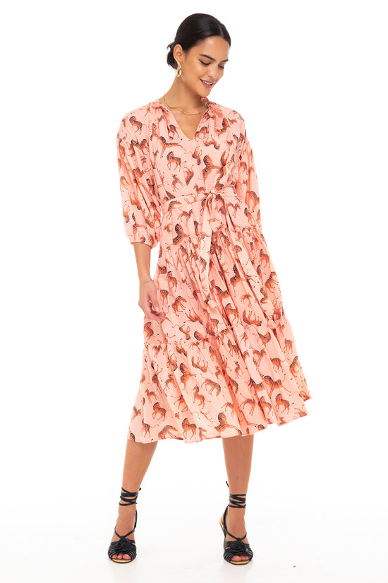 DAPPER DAN MIDI DRESS ZEBRA PEACH