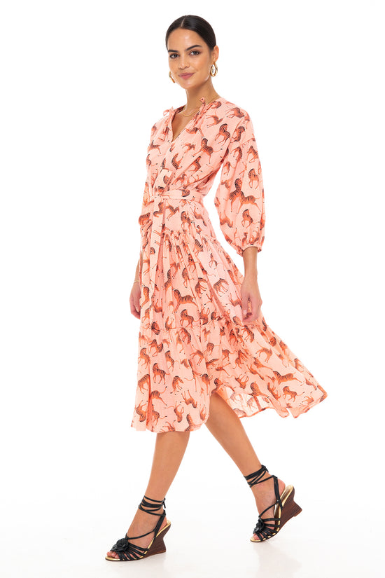 DAPPER DAN MIDI DRESS ZEBRA PEACH