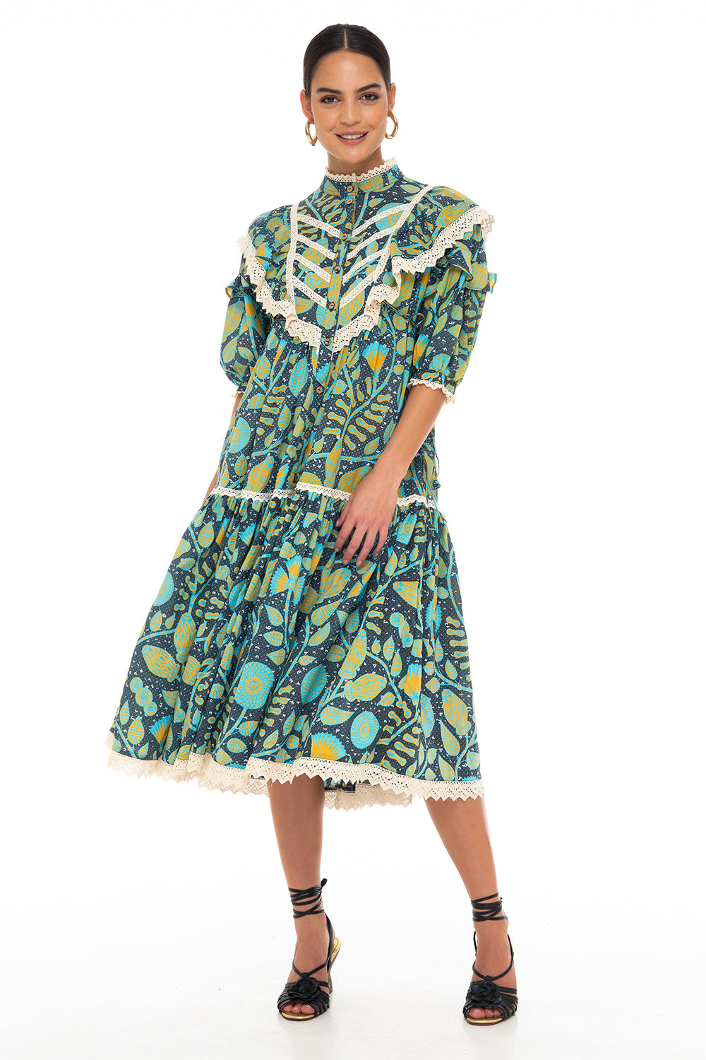 RUMI MIDI DRESS MADAGASCAR FOREST