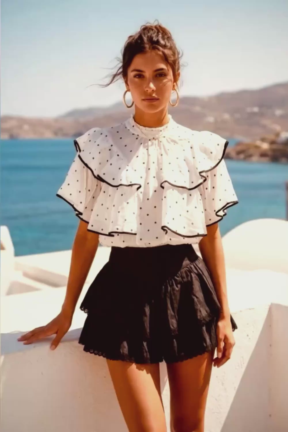FARRO TOP DOTS BLACK/ WHITE