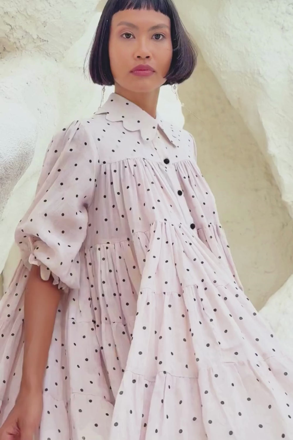 JACKIE MINI DRESS DOTS NUDE