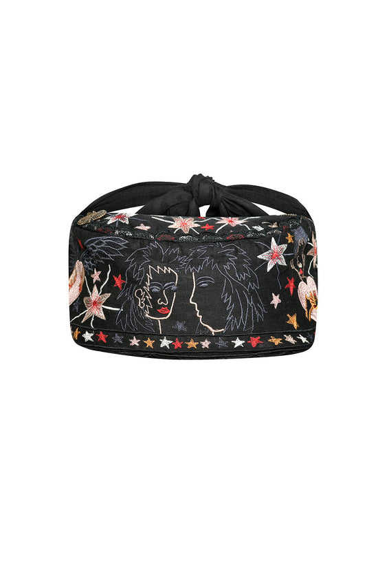 JUDITH EMBROIDERY BELT BAG-BLACK