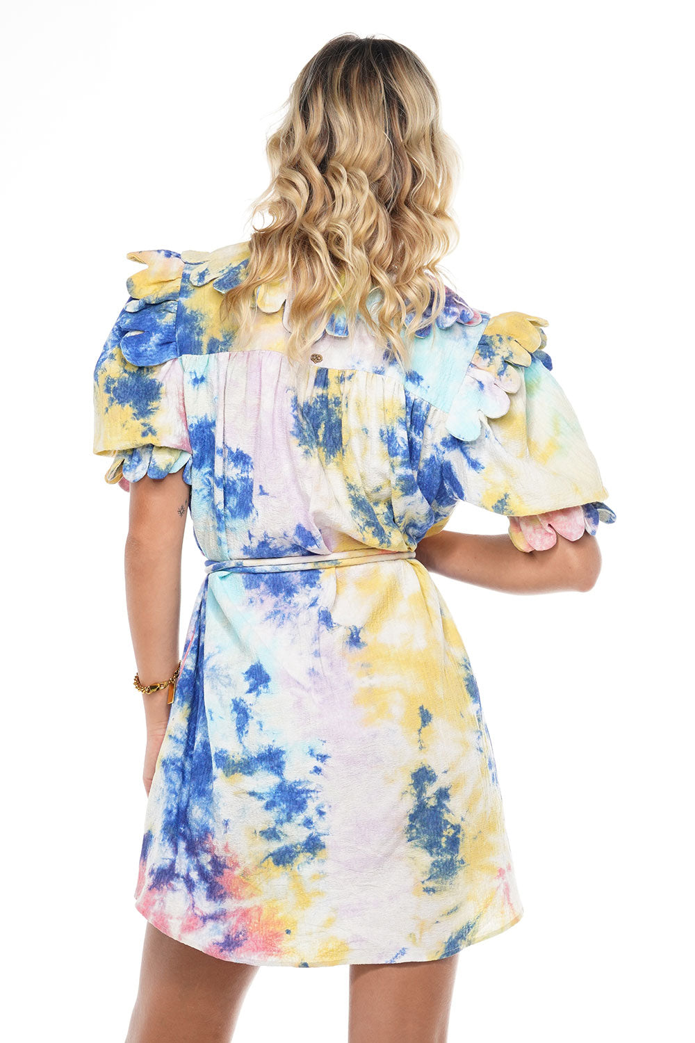 NICO SCALLOP DRESS KALEIDOSCOPE BLUEBERRY