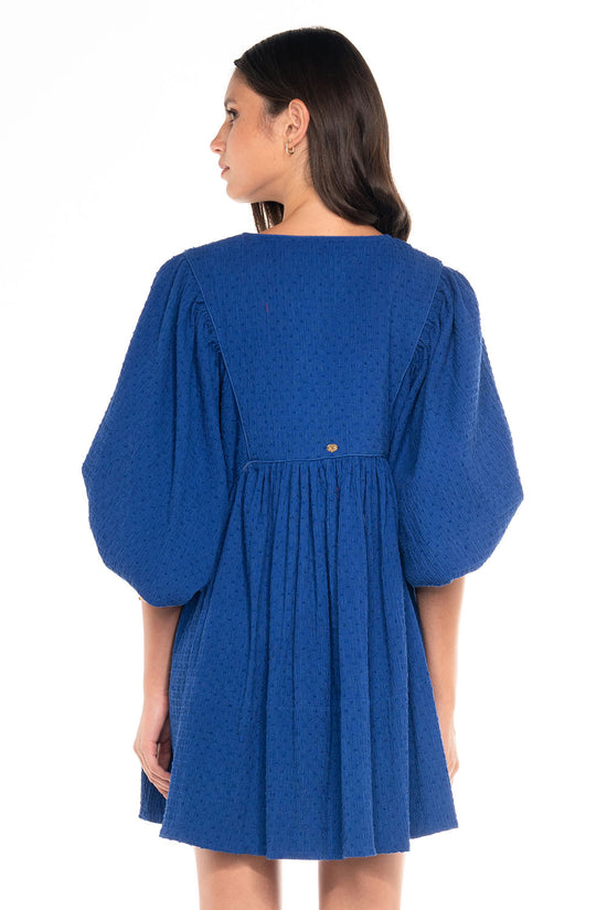 MADHU MINI DRESS SMOCKED BLUE SAPPHIRE