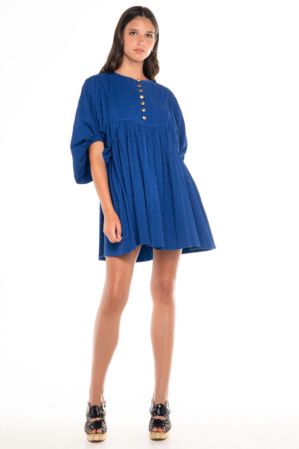 MADHU MINI DRESS SMOCKED BLUE SAPPHIRE