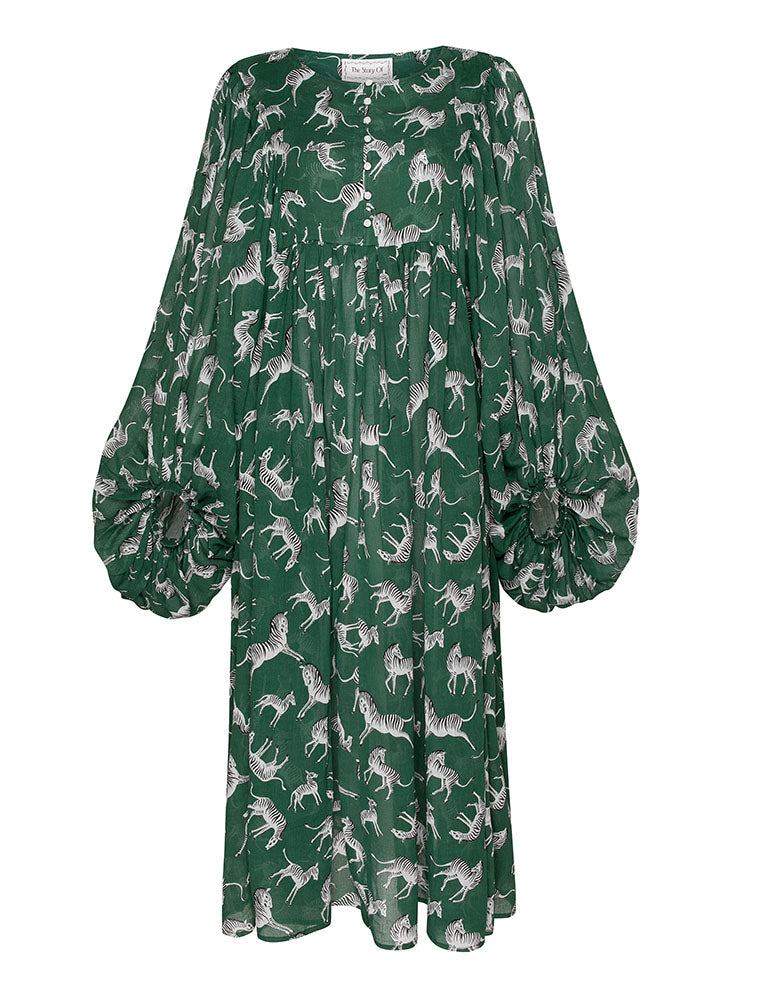 SARA SMITH DRESS ZEBRA GREEN