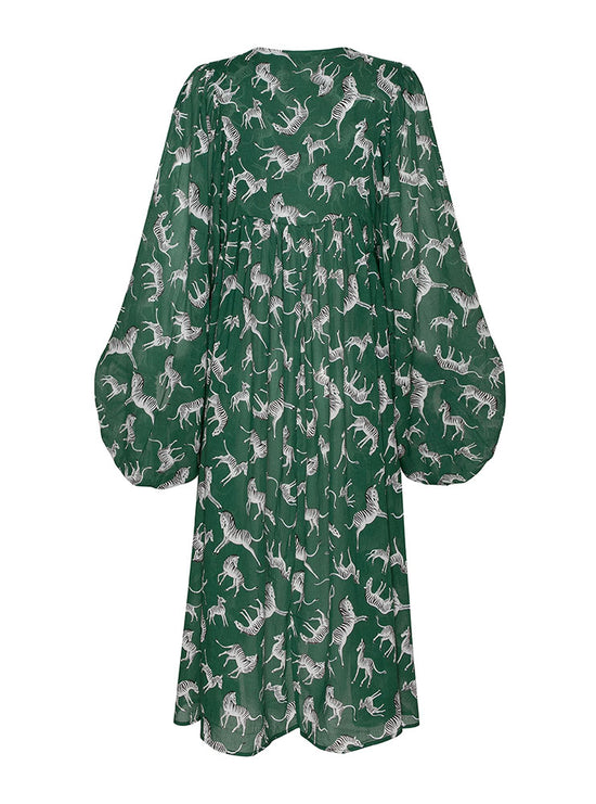 SARA SMITH DRESS ZEBRA GREEN