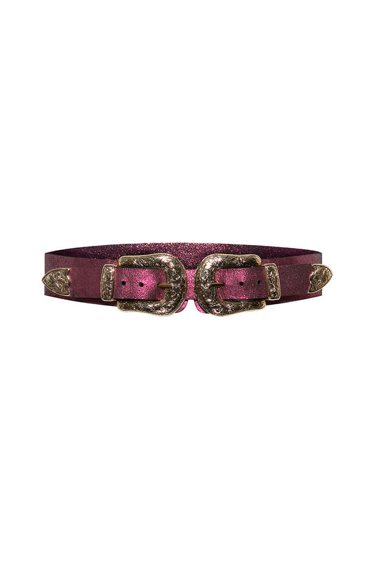 COWBOY DOUBLE BELT PINK METALLIC