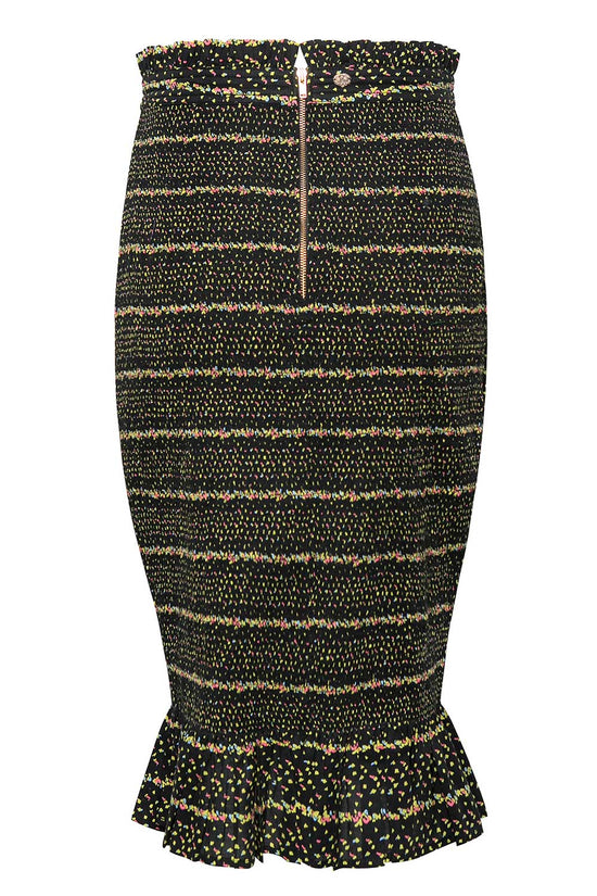 TONYA SMOCKED PENCIL SKIRT LILY OF THE VALLEY NOIR
